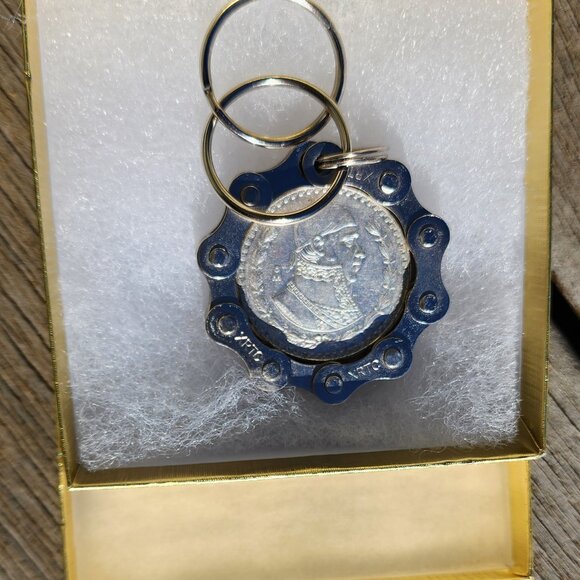 Commemorative 1959 Mexican Silver Peso Keychain 10% Silver Biker Chain Keyring - Picture 7 of 8